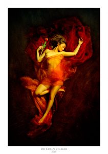 Fine Art Nude Photographer Vienna - Artistic Nude Woman In Red Fabric with Rose