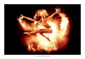 Fine Art Nude Photographer Vienna - Jumping Nude Dancer Playing With Fire