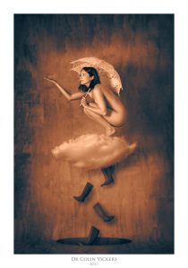 Fine Art Nude Photographer Vienna - Abstract Nude of Woman Sat On Cloud With Umbrella in Painterly Style