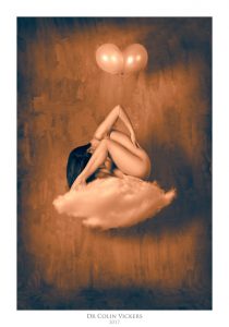 Fine Art Nude Photographer Vienna - Abstract Nude of Woman Sat On Cloud With Balloons in Painterly Style