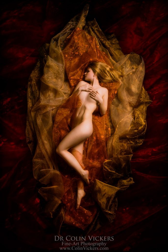 Nude with Flowing Fabrics