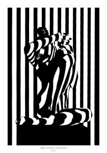 Fine Art Nude Photographer Vienna - Nude Model In Abstract Pose With Abstract Stripes