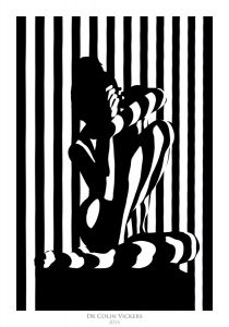 Fine Art Nude Photographer Vienna - Nude Model In Abstract Pose With Abstract Stripes
