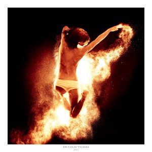 Fine Art Nude Photographer Vienna - Jumping Nude Dancer Jumping Through Fire