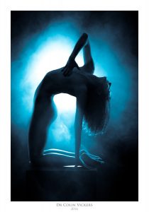 Fine Art Nude Photographer Vienna - Nude Dancer Poses On Box Surrounded By Smoke