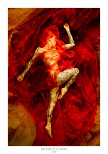 Fine Art Nude Photographer Vienna - Artistic Tattooed Nude Woman In Red Fabric