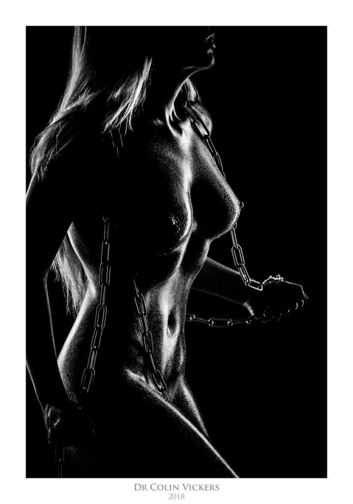 Amber Karis Bassick nude covered in oil playing with chains