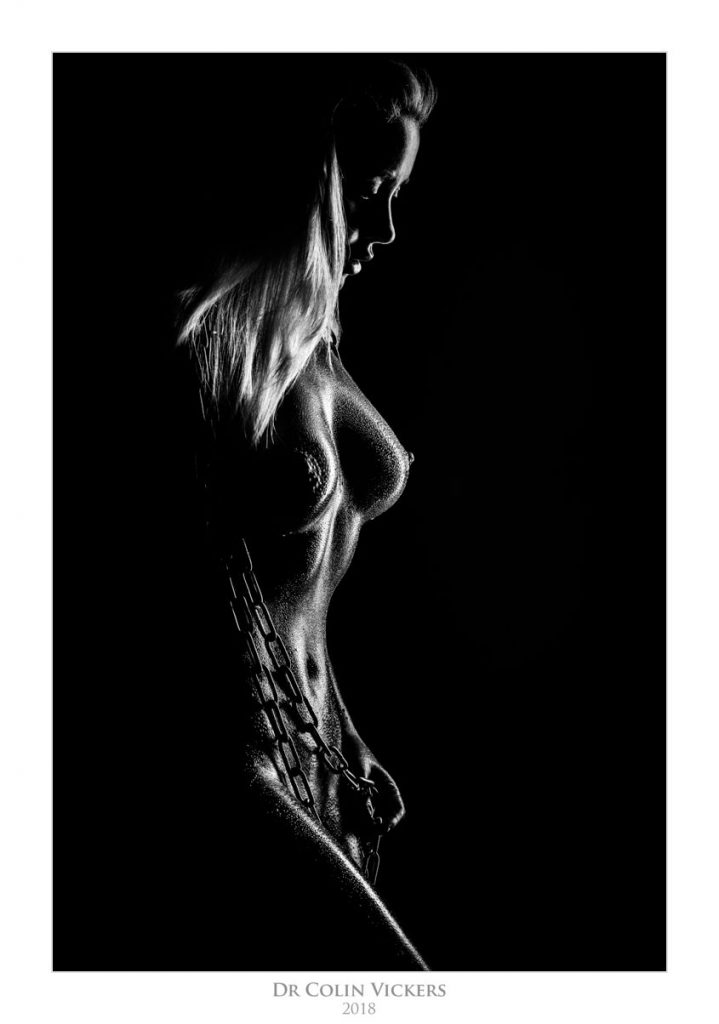 Amber Karis Bassick nude covered in oil playing with chains
